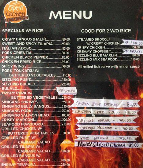 Open Kitchen Bistro menu