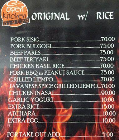 Open Kitchen Bistro menu