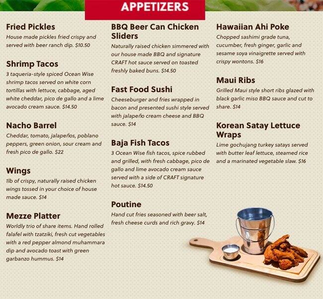 CRAFT Beer Market Menu, Menu for CRAFT Beer Market, Financial District