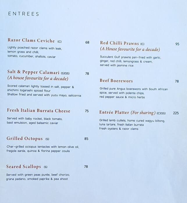 Menu at The Meat Co. steakhouse, Dubai, Souk Al Bahar