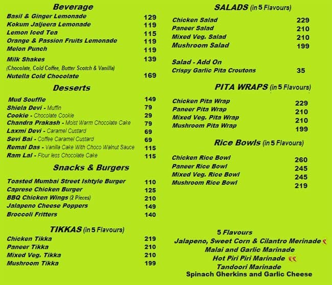 Menu of Cafe Totaram Race Course Coimbatore Menu of Cafe Totaram Race Course Coimbatore