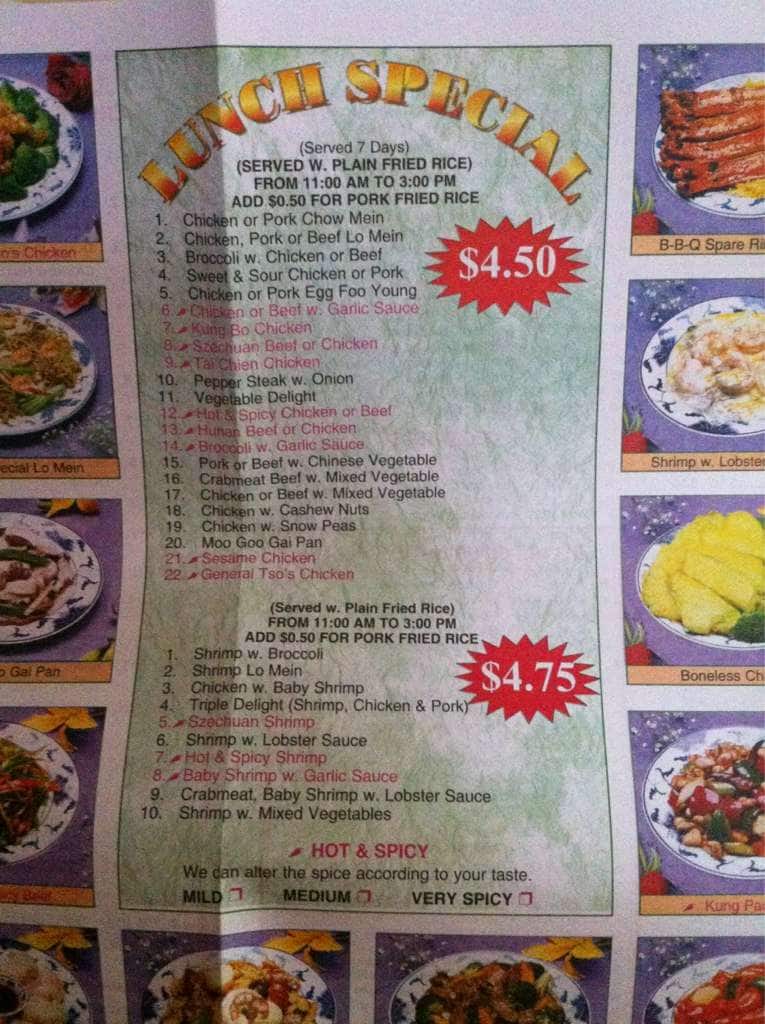 Menu at Yum Yum restaurant, Harriman