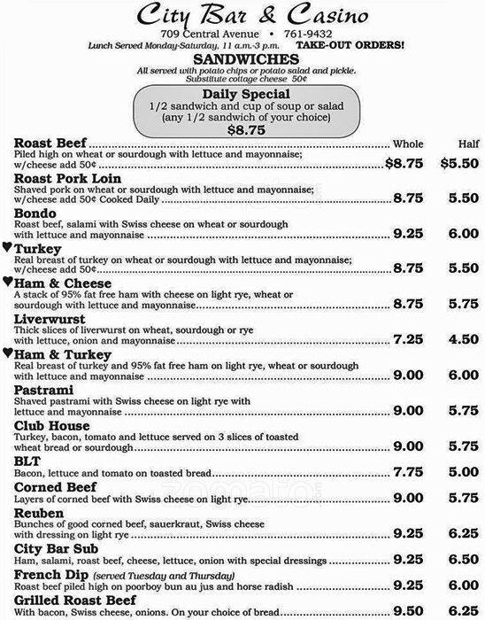 City Bar Menu, Menu for City Bar, Great Falls, Great Falls Urbanspoon/Zomato