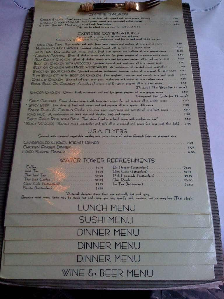 Menu at Lek's Railroad Thai restaurant, Montgomery, 300 Water St B