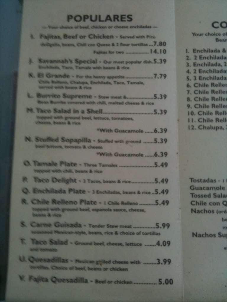 co menu savannah