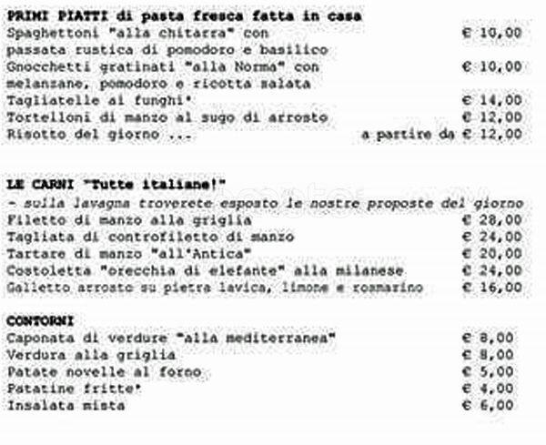 Menu di I Dodici Gatti 