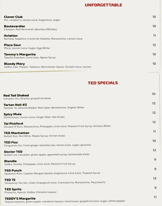 Menu di Ted 