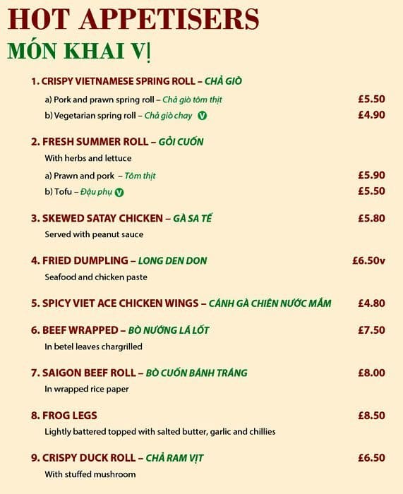 Viet Ace Menu, Menu for Viet Ace, Hammersmith, London Zomato UK