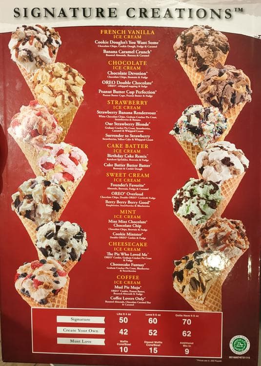 Menu at Cold Stone Creamery desserts, Jakarta, JI Bulungan No. 78 Rt 6-RW6