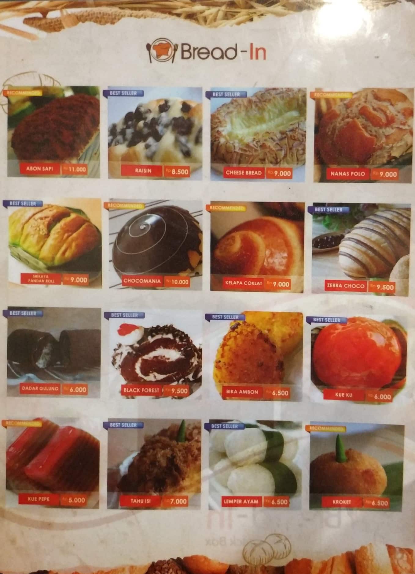 Menu at Bread - In Bakery Kelapa Gading, Jakarta