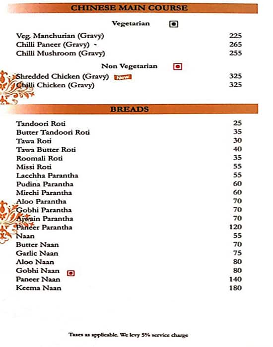 Krips Restaurant menu