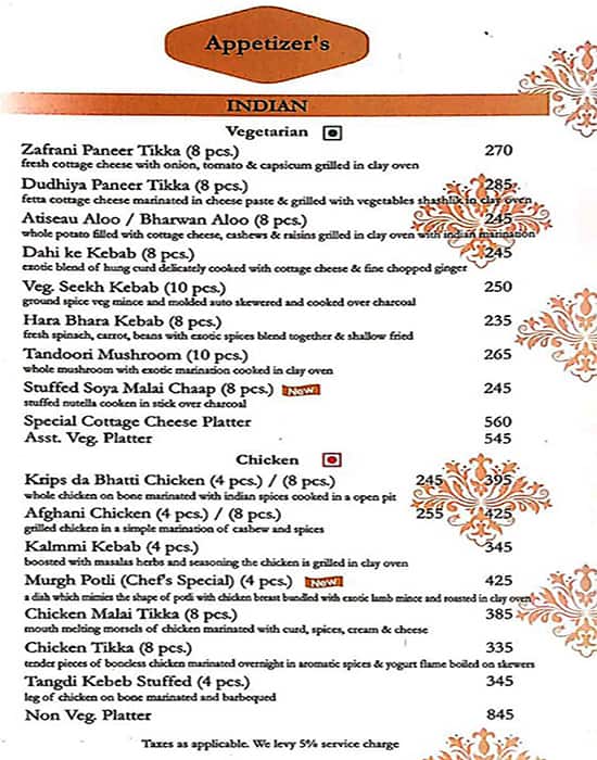 Krips Restaurant menu