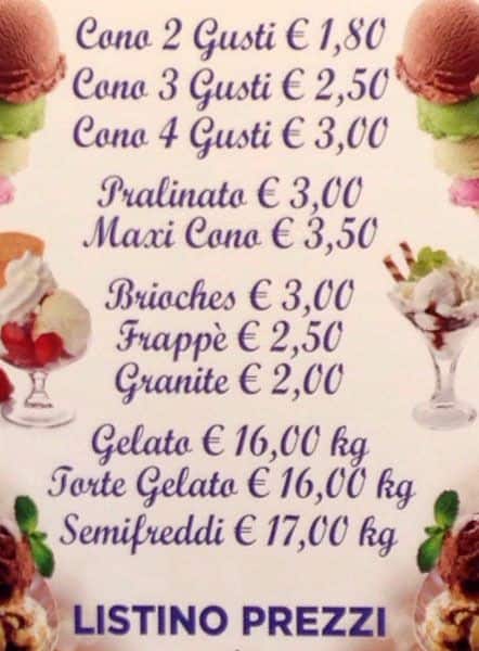 Menu di Gelateria Trinacria 