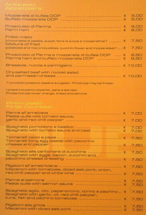 Menu di Dubbini cafè 