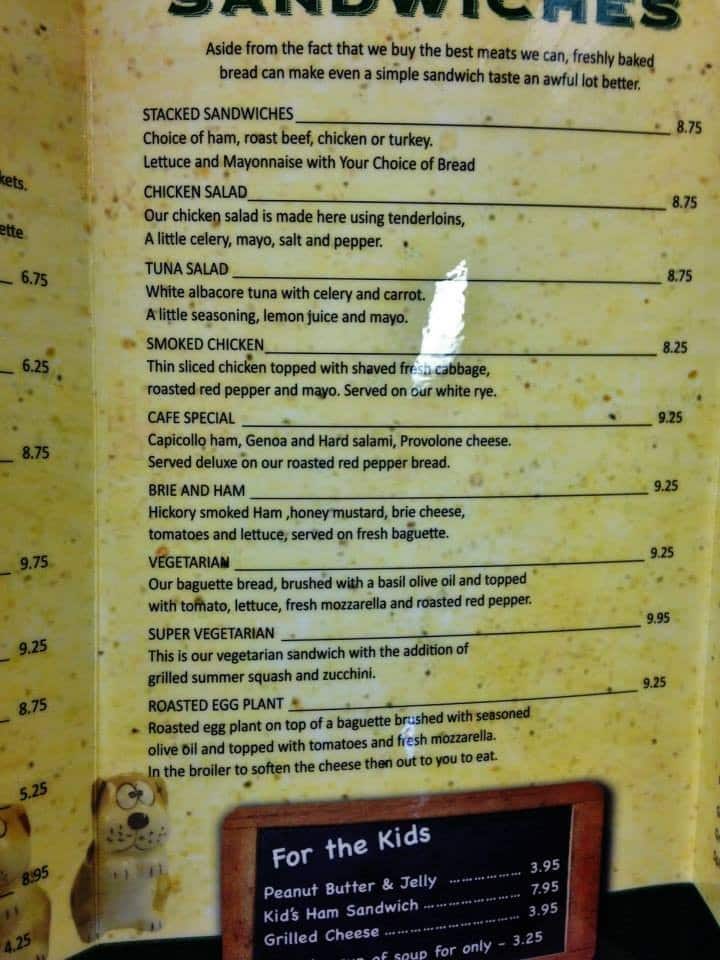 Menu at Chef John's Bakery & Cafe, Ludington