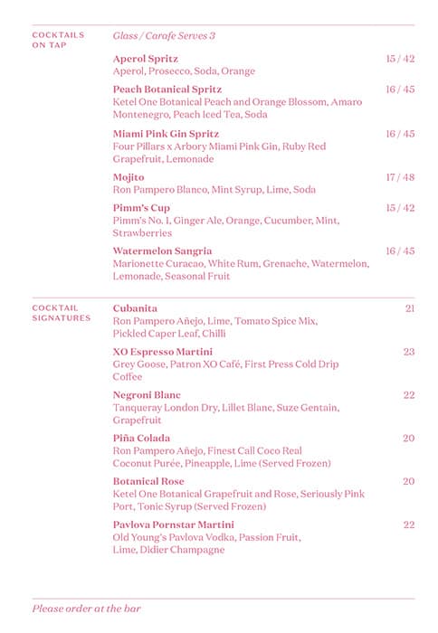 Menu at Arbory Afloat pub & bar, Melbourne