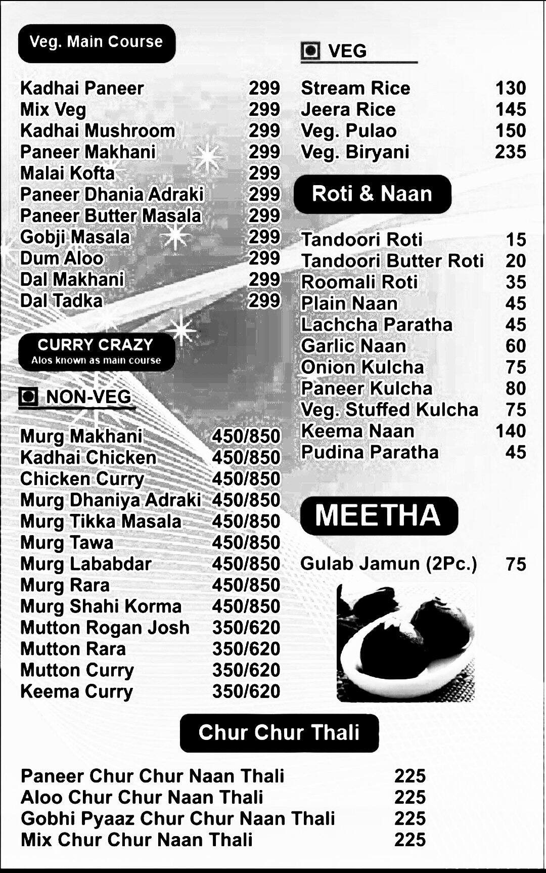 Menu of Punjabi Tadka Estd 1995, Kalkaji, New Delhi