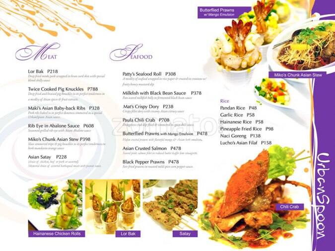 Urban Spoon Menu, Menu for Urban Spoon, Paligsahan, Quezon City