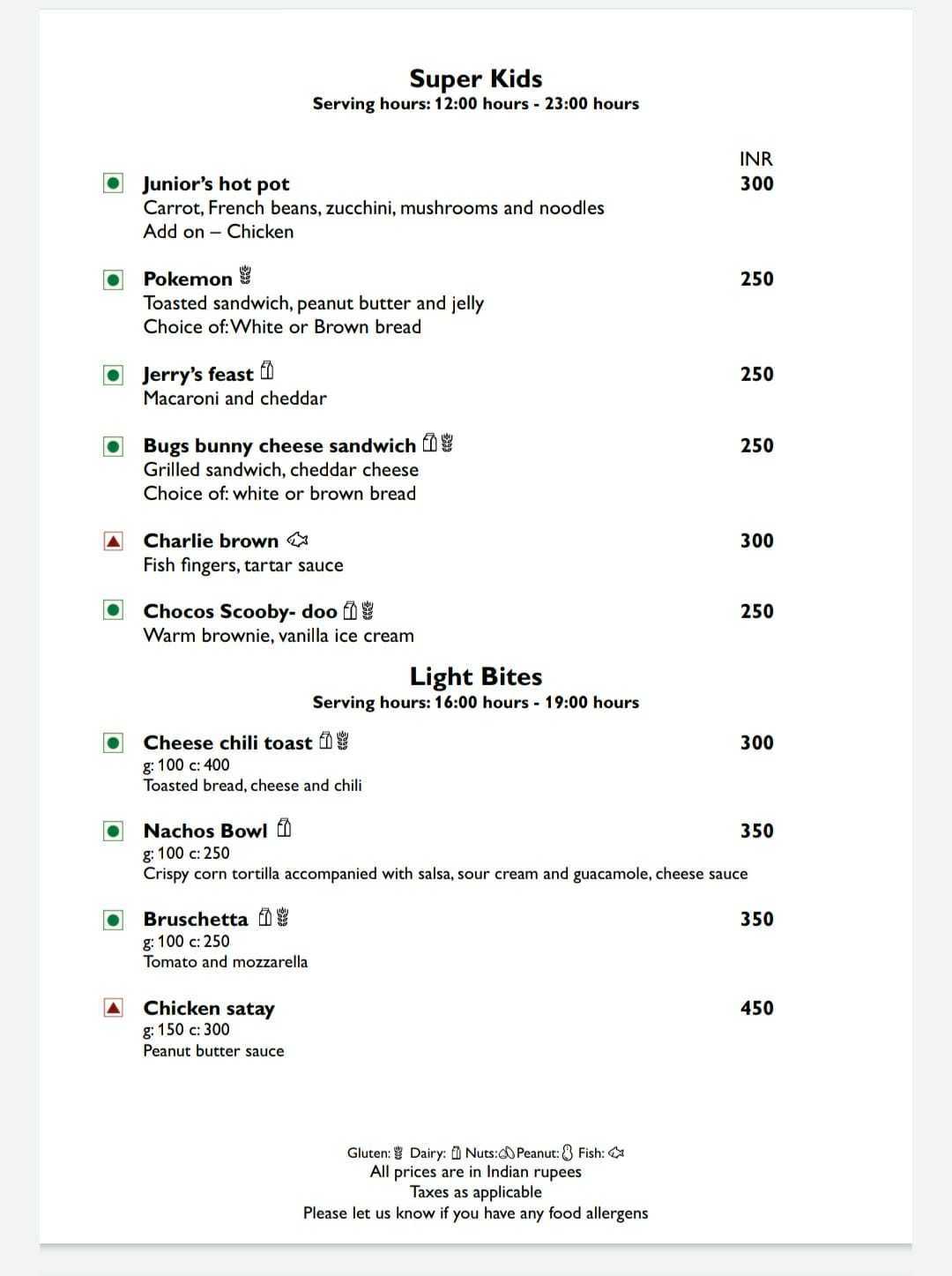 Menu of Timpani Radisson Blu, Ambavadi, Ahmedabad