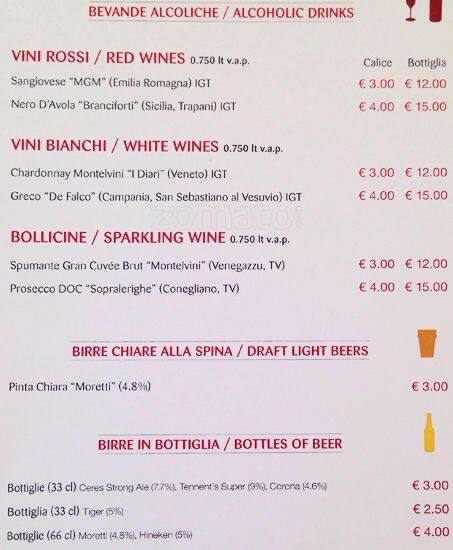 Menu di La Toasteria 