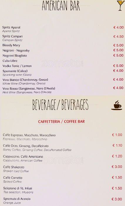 Menu di La Toasteria 