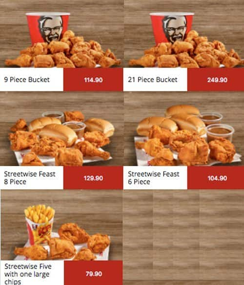 Menu at KFC Lakeview Terrace Richards Bay 2 restaurant, Richards Bay