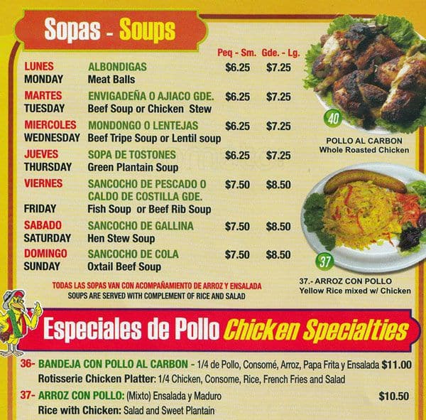 Pollos A La Brasa Mario Menu Menu For Pollos A La Brasa Mario