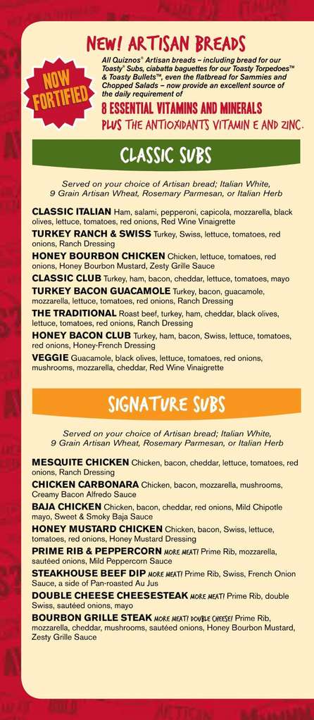 Quiznos Menu, Menu for Quiznos, Sweetwater/Tamiami/Westchester, Miami - Urbanspoon/Zomato