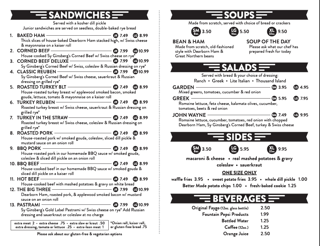 Detroit Ham & Corned Beef Co. Menu Urbanspoon/Zomato