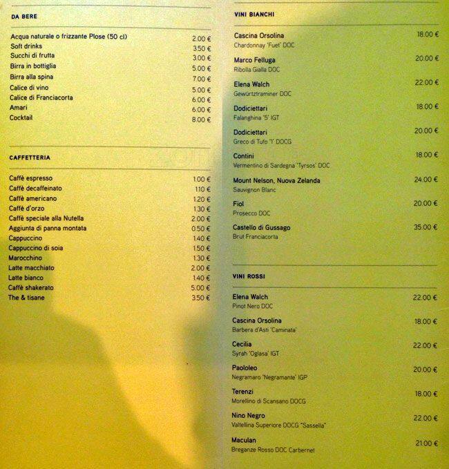 Menu di God Save The Food - Brera 