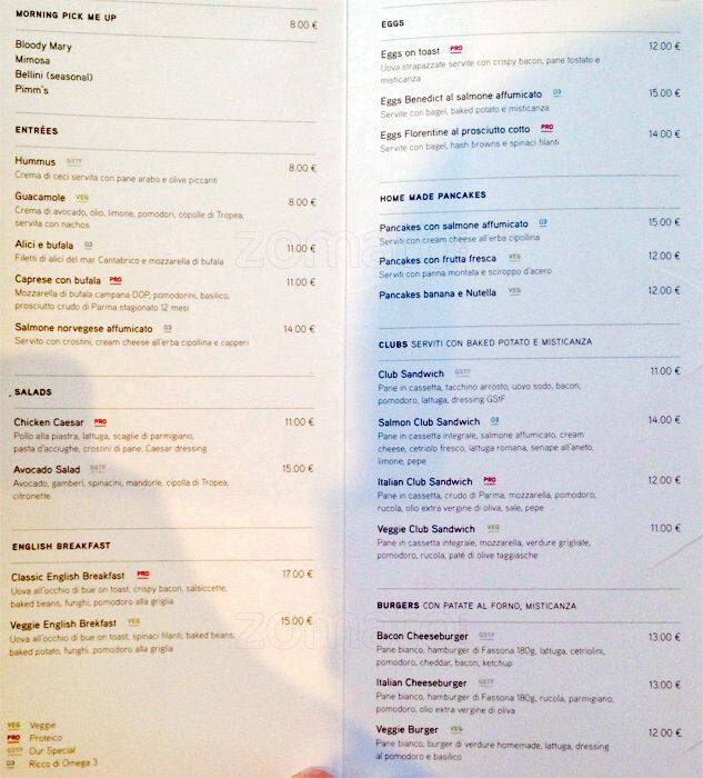 Menu di God Save The Food - Brera 