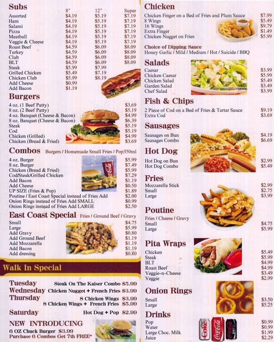 Quickies' Subs & Burgers Menu - Urbanspoon/Zomato