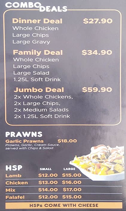 Menu at Ferny Charcoal Chicken Pizza & Souvlaki fast food, Upper ...