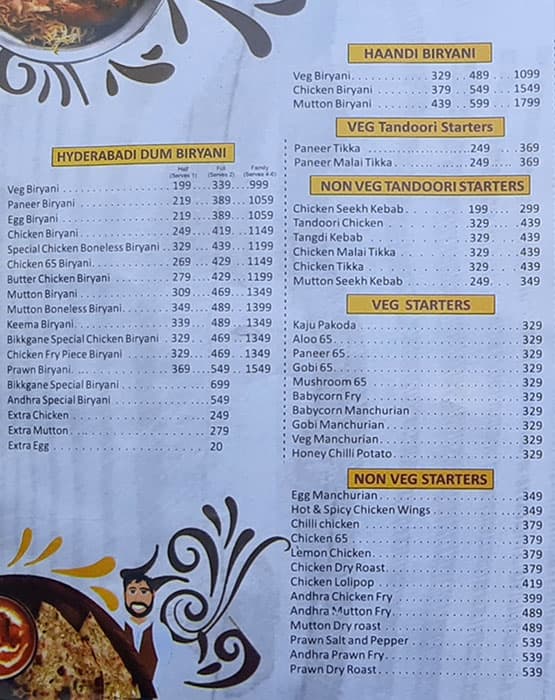 Bikkgane Biryani menu