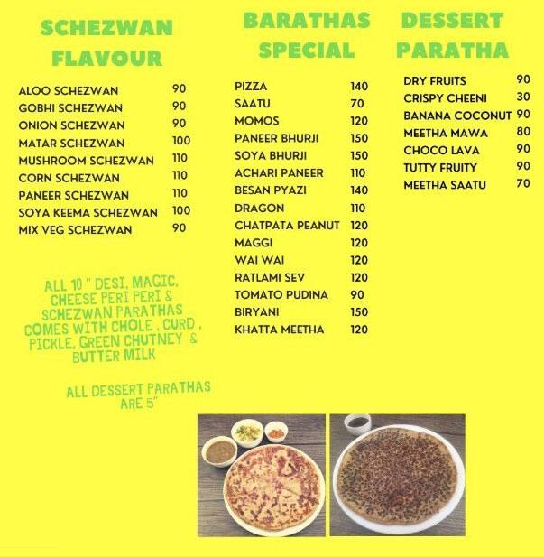 Menu at Barathas, Bengaluru, 2