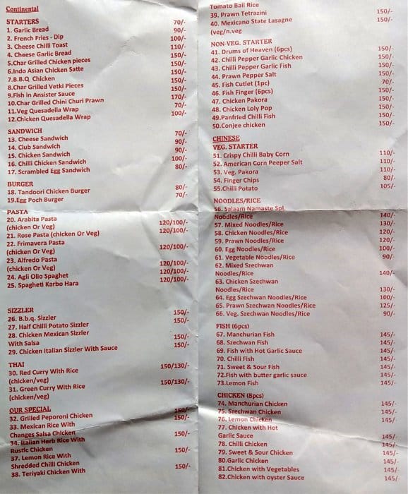 Salaam Namaste Menu, Menu for Salaam Namaste, Desapriya Park, Kolkata ...