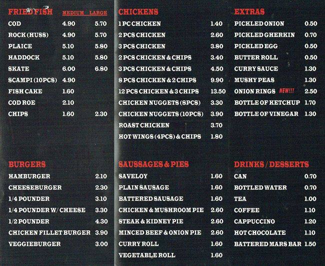 Menu at Master Fryer restaurant, Bexley, 75 Bexley High St