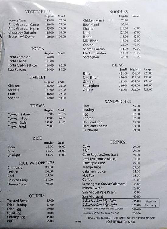 New City Food House Menu, Menu podniku New City Food House, Diliman