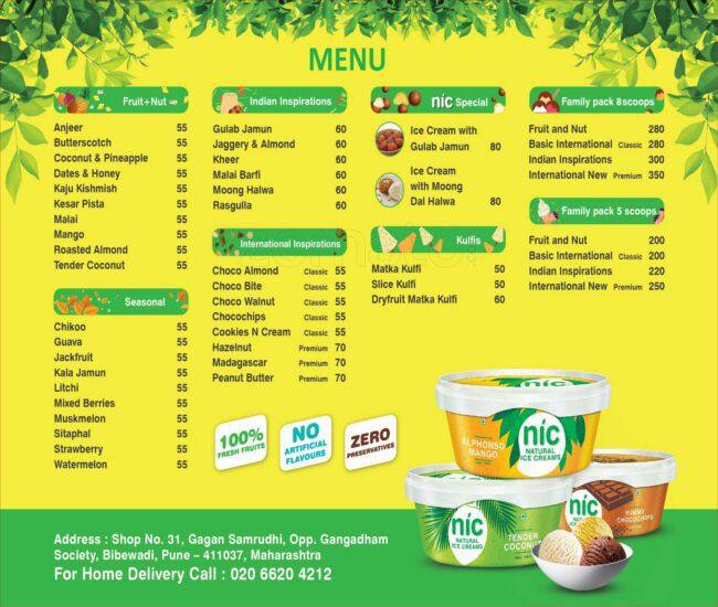 nic natural ice cream price