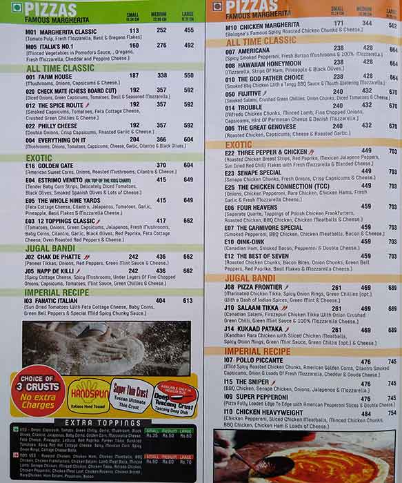Slice of hot sale italy menu