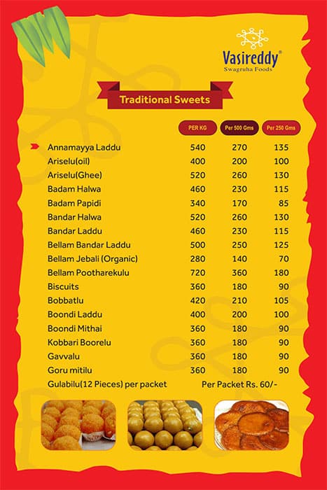 Vasireddy Swagruha Foods Menu Menu For Vasireddy Swagruha Foods Nizampet Hyderabad