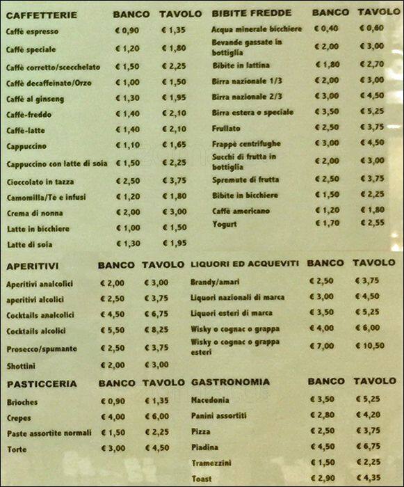 Menu di Li Rong Caffé 