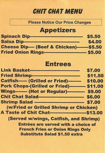 Chit Chat Restaurant menu