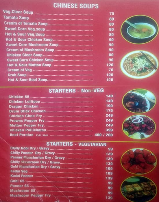 Menu of Oru Kizhakkan Thattukada, Ambattur, Chennai