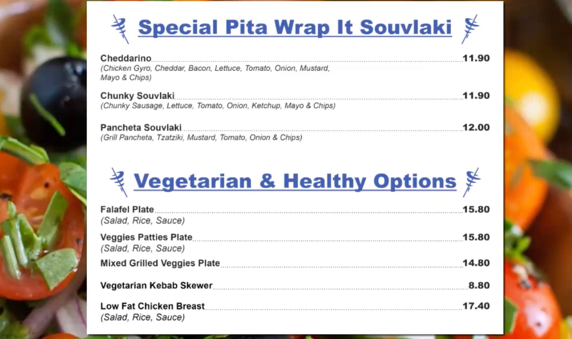 Menu at Pita Wrap It restaurant, Huntingdale