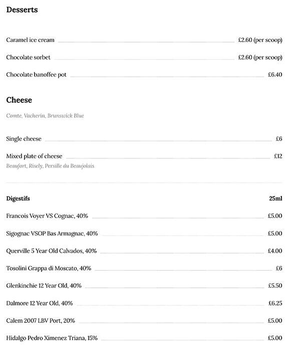 Menu at Camberwell Arms pub & bar, London, 65 Camberwell Church Street