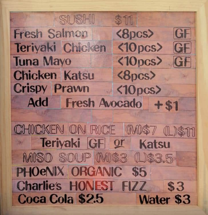 The Sushi Truck Menu Menu For The Sushi Truck Remuera