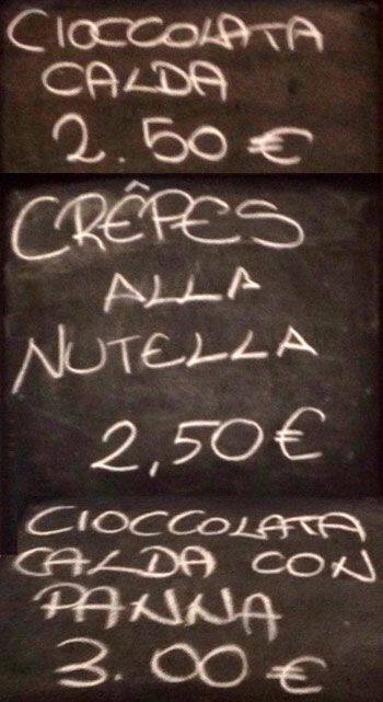 Menu di Bar Tabacchi Pasticceria - Scuti 