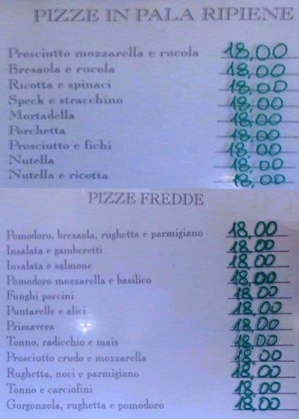 Menu di Rosmarino that's pizza 