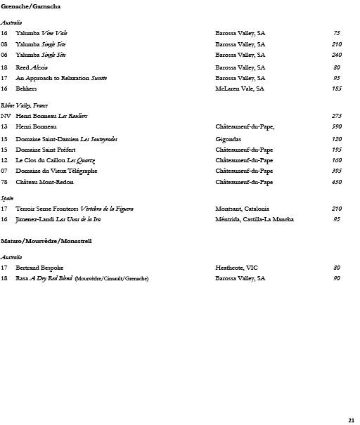 Menu at Attica pub & bar, Ripponlea